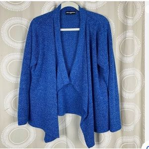 Karl Lagerfeld Paris blue chevron knit waterfall open cardigan sweater